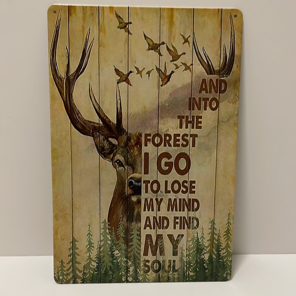 Hunting Deer And Duck And Into The Forest I Go Art Metal Wall Plaque Decor New - Picture 10 of 16